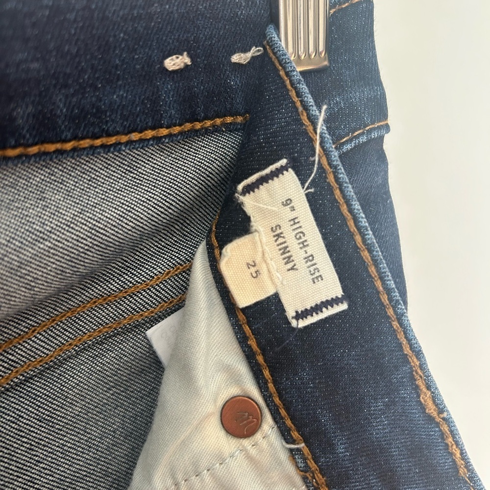 Madewell 9” High Rise Skinny Women's Blue Jeans in Polly Wash Size 25 - Picture 5 of 9